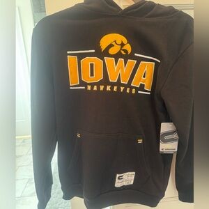 Colosseum Black and Gold Iowa Hawkeyes Crewneck Sweater NWT